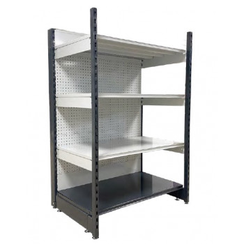 Gondole rack avec poteaux equerre et tablettes